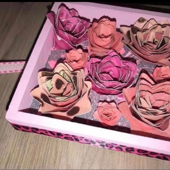 Handmade 3d Paper Flower Shadow Box Wall Hanging - Picture 3 of 7